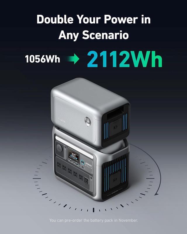 Alt view image 5 of 7 - Anker SOLIX C1000 Portable Power Station, 1800W (Peak 2400W) Solar Generator, Full Charge in 58 Min, 1056wh LiFePO4 Battery for Home Backup, Power Outages, and Outdoor Camping