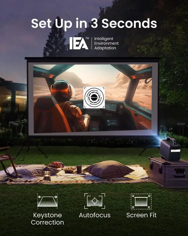 Alt view image 7 of 7 - Anker NEBULA Mars 3 Outdoor Portable Projector, 1000 ANSI Lumens, AI-Powered Image, 5 Hour Playtime, 40W DD+ Speaker, Autofocus, Keystone Correction, 200 Inches Home Theater,Camping (Renewed)