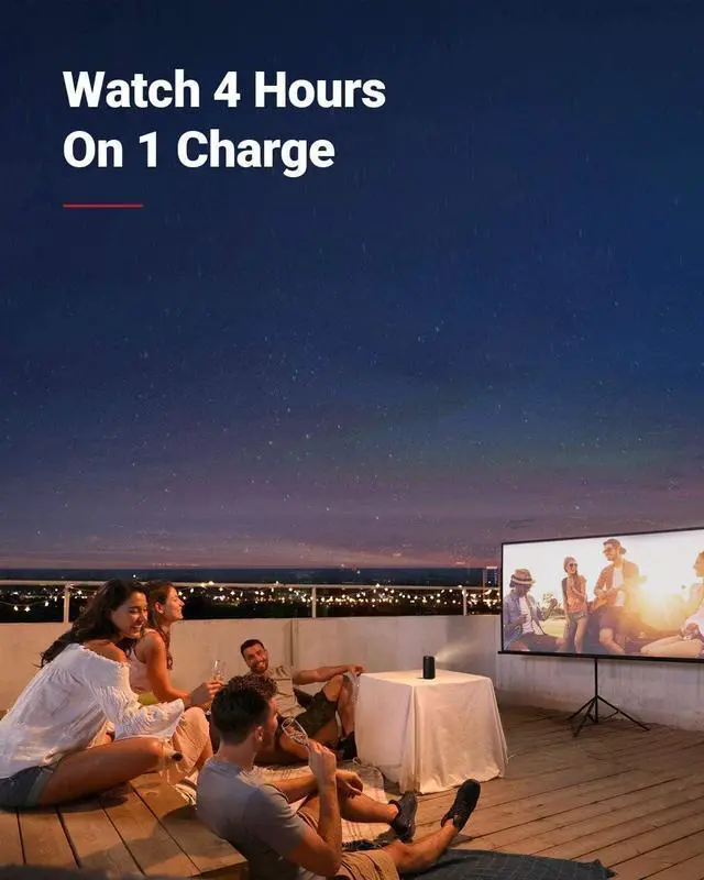Alt view image 4 of 7 - NEBULA by Anker Capsule Max, Mini Projector with WiFi and Bluetooth, Small Projector, 200 ANSI Lumen, Projector Portable, Native 720p HD, 8W Speaker, 100 Inch Picture, 4Hr Video Playtime - Renewed