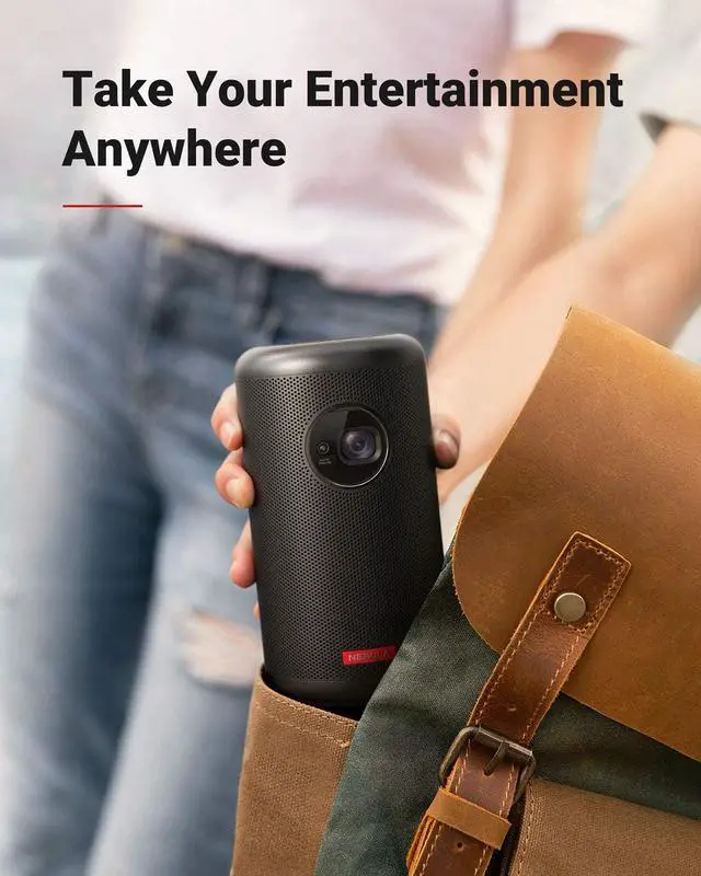 Alt view image 2 of 7 - NEBULA by Anker Capsule Max, Mini Projector with WiFi and Bluetooth, Small Projector, 200 ANSI Lumen, Projector Portable, Native 720p HD, 8W Speaker, 100 Inch Picture, 4Hr Video Playtime - Renewed
