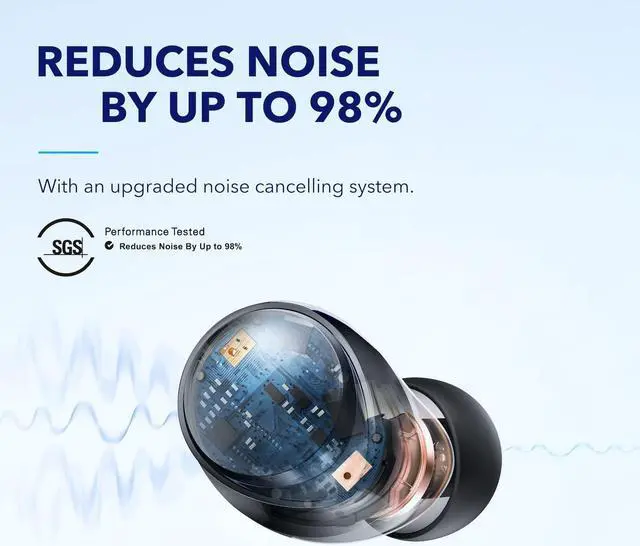 Alt view image 2 of 7 - Soundcore by Anker Space A40 Auto-Adjustable Active Noise Cancelling Wireless Earbuds, Reduce Noise by Up to 98%, 50H Playtime, Hi-Res Sound, App Customization, Wireless Charge (Renewed)