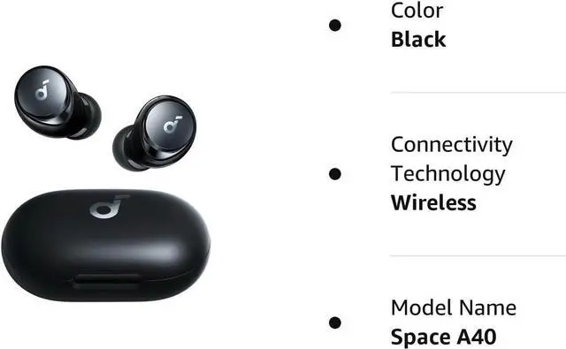 Alt view image 7 of 7 - Soundcore by Anker Space A40 Auto-Adjustable Active Noise Cancelling Wireless Earbuds, Reduce Noise by Up to 98%, 50H Playtime, Hi-Res Sound, App Customization, Wireless Charge (Renewed)