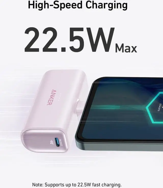 Alt view image 2 of 6 - Anker Nano Power Bank with Built-in Foldable USB-C Connector, 5,000mAh Portable Charger 22.5W, for iPhone 15/15 Plus/15 Pro/15 Pro Max, Samsung S22/23 Series, Huawei, iPad Pro/Air, AirPods (Renewed)