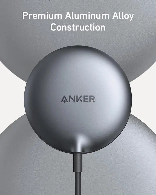 Alt view image 3 of 7 - Anker MagGo Magnetic Wireless Charger (Pad), Qi2 Certified 15W Ultra-Fast MagSafe Compatible Wireless Charger, for iPhone 15/15 Plus/15 Pro/15 Pro Max/14/13/12 Series (Charger Not Included)