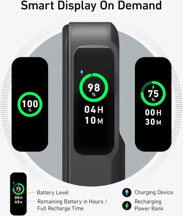 Alt view image 3 of 6 - Anker MagGo Power Bank, Qi2 Certified 15W Ultra-Fast MagSafe-Compatible Portable Charger, 10K Battery Pack with Smart Display and Foldable Stand, for iPhone 15/14/13/12 Only (USB-C Cable Included)