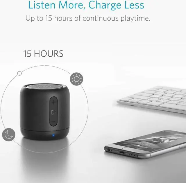 Alt view image 6 of 7 - Anker Soundcore Mini, Super-Portable Bluetooth Speaker with 15-Hour Playtime, 66-Foot Bluetooth Range, Enhanced Bass, Noise-Cancelling Microphone (Renewed)