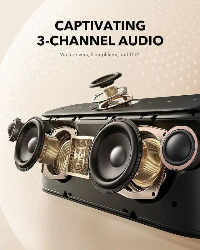 Alt view image 5 of 6 - Soundcore Motion X600 Portable Bluetooth Speaker with Wireless Hi-Res Spatial Audio,50W Sound, IPX7 Waterproof, 12H Long Playtime, Pro EQ, Built-in Handle, AUX-in (Renewed)