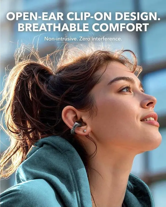 Alt view image 2 of 7 - Soundcore C30i by Anker, Open-Ear Earbuds, Clip-On Headphones, Lightweight Comfort, Stable Fit, Firm-Shell Design, Attachable Ear Grips, Big Drivers for Vibrant Sound, 30H Play, IPX4 Water-Resistant