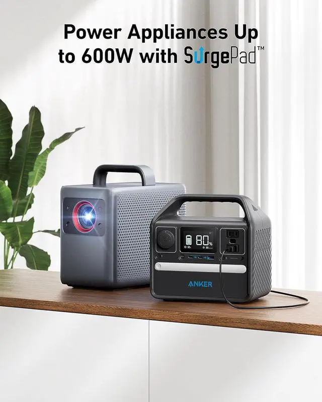Alt view image 6 of 6 - Anker 522 Portable Power Station, 299Wh Solar Generator (Solar Panel Optional), LiFePO4 Battery Pack, 300W (Peak 600W) PowerHouse, 6 Ports, 2 AC Outlets, 60W/20W USB-C PD Ports, LED for Camping and RV