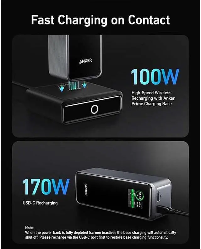 Alt view image 5 of 7 - Anker Prime 27,650mAh Power Bank (250W) with 100W Charging Base, 3-Port Portable Charger, Smart App, Compatible with iPhone 15/15 Plus/15 Pro/15 Pro Max/14 Series, MacBook, Samsung, Dell, AirPods