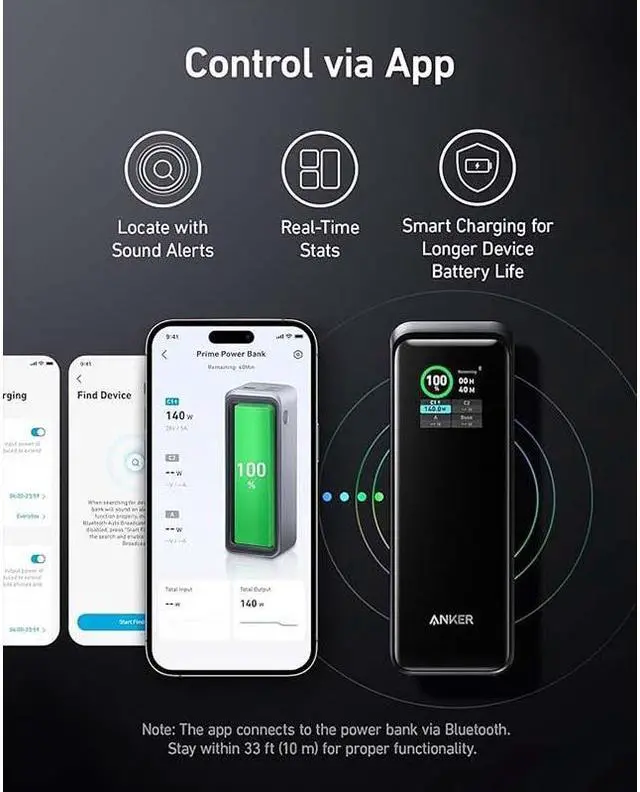 Alt view image 3 of 7 - Anker Prime 27,650mAh Power Bank (250W) with 100W Charging Base, 3-Port Portable Charger, Smart App, Compatible with iPhone 15/15 Plus/15 Pro/15 Pro Max/14 Series, MacBook, Samsung, Dell, AirPods
