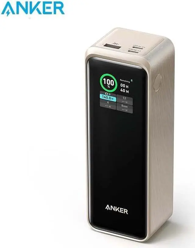 Main image of Anker Prime Power Bank, 27,650mAh 3-Port 250W Portable Charger (99.54Wh) Smart App, Compatible with MacBook Pro/Air, iPhone 15/14/13 Series, Samsung, Dell, and More (Charging Base Not Included) Gold