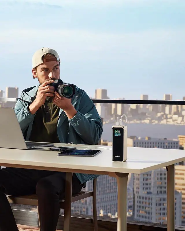 Alt view image 7 of 7 - Anker Prime Power Bank, 27,650mAh 3-Port 250W Portable Charger (99.54Wh) Smart App, Compatible with MacBook Pro/Air, iPhone 15/14/13 Series, Samsung, Dell, and More (Charging Base Not Included) Gold