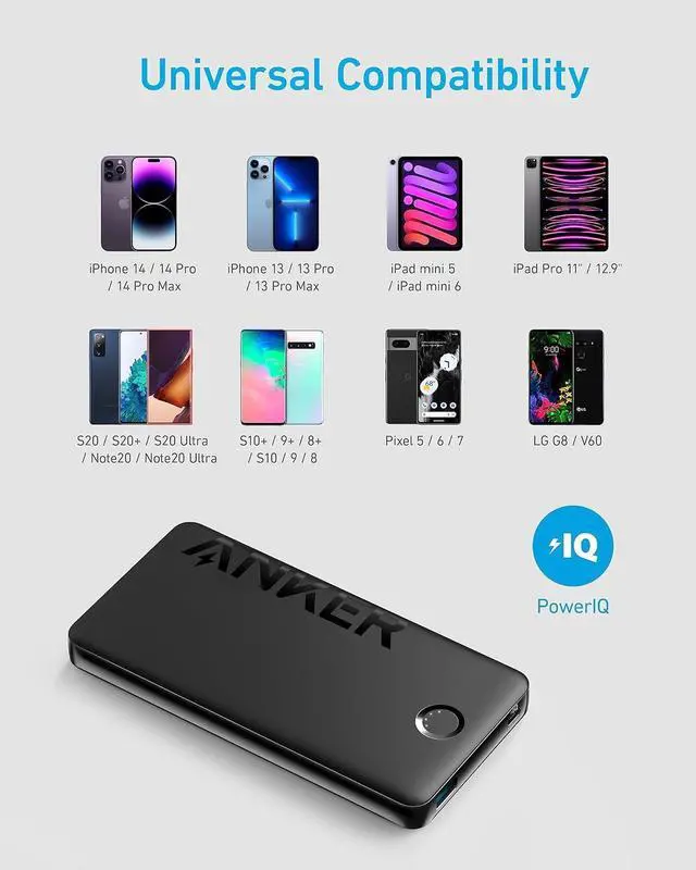 Alt view image 5 of 6 - Anker Power Bank, 10,000mAh Portable Charger (PowerCore PIQ), High-Capacity Battery Pack for iPhone 15/15 Plus/15 Pro/15 Pro Max/14/14 Pro/Samsung/Pixel/LG (Cable and Charger Not Included)(Black)