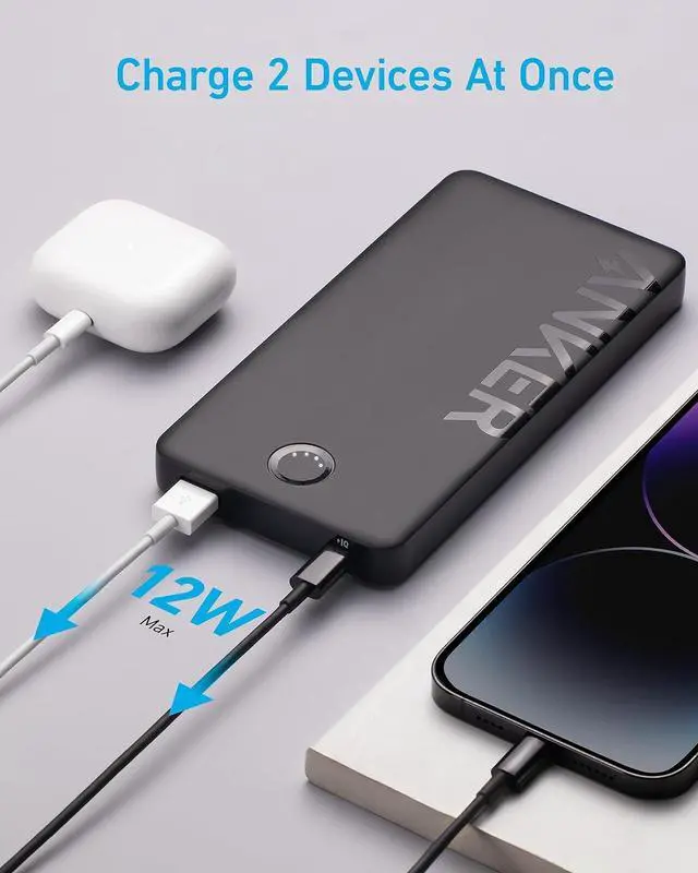 Alt view image 6 of 6 - Anker Power Bank, 10,000mAh Portable Charger (PowerCore PIQ), High-Capacity Battery Pack for iPhone 15/15 Plus/15 Pro/15 Pro Max/14/14 Pro/Samsung/Pixel/LG (Cable and Charger Not Included)(Black)