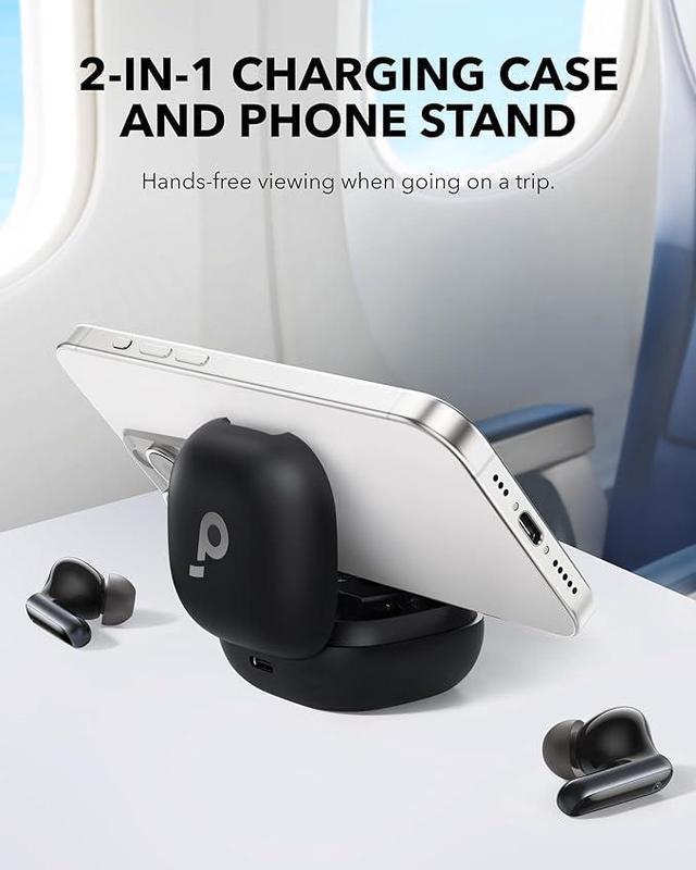 Alt view image 2 of 6 - Anker Soundcore P40i, Noise Cancelling Wireless Earbuds, Adaptive Noise Cancelling to Environments, Heavy Bass, 60H Playtime, 2-in-1 Case and Phone Stand, IPX5, Wireless Charging, Bluetooth 5.3