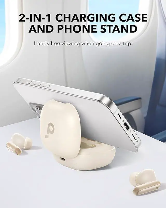 Alt view image 2 of 6 - Soundcore P40i by Anker, Noise Cancelling Wireless Earbuds, Adaptive Noise Cancelling to Environments, Heavy Bass, 60H Playtime, 2-in-1 Case and Phone Stand, IPX5, Wireless Charging, Bluetooth 5.3