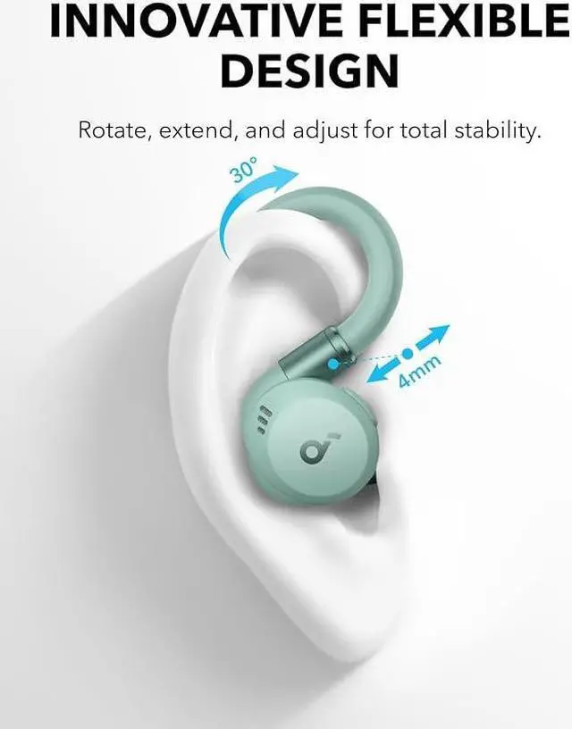 Alt view image 2 of 6 - Soundcore Sport X20 by Anker, True-Wireless Workout Earbuds, Rotatable and Extendable Ear Hooks, Noise Cancelling, Deep Bass, IP68 Waterproof, Sweatproof, Dustproof, 48H Play, Sport Earbuds for Gym