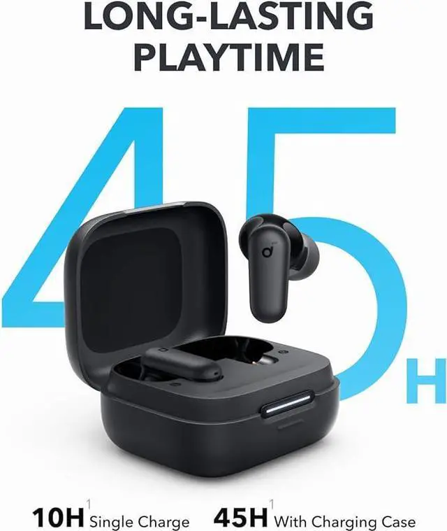 Alt view image 5 of 6 - Soundcore P30i by Anker Noise Cancelling Earbuds, Strong and Smart Noise Cancelling, Powerful Bass, 45H Playtime, 2-in-1 Case and Phone Stand, IP54, Wireless Earbuds, Bluetooth 5.4 (Black)