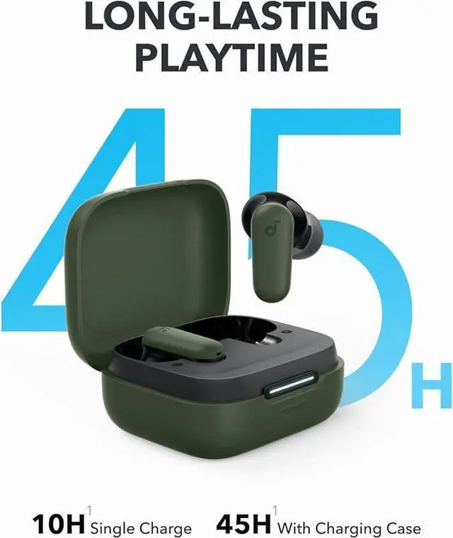 Alt view image 5 of 6 - Soundcore P30i by Anker Noise Cancelling Earbuds, Strong and Smart Noise Cancelling, Powerful Bass, 45H Playtime, 2-in-1 Case and Phone Stand, IP54, Wireless Earbuds, Bluetooth 5.4 Green