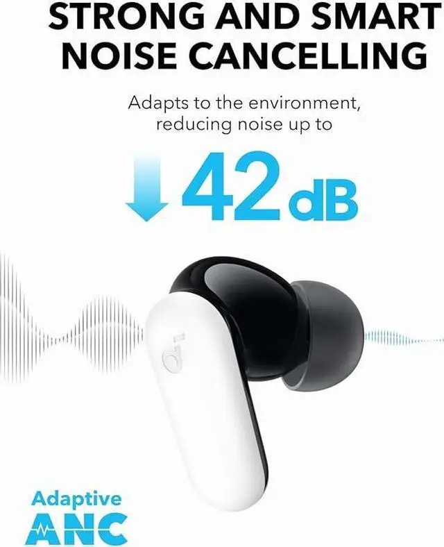 Alt view image 3 of 6 - Soundcore P30i by Anker Noise Cancelling Earbuds, Strong and Smart Noise Cancelling, Powerful Bass, 45H Playtime, 2-in-1 Case and Phone Stand, IP54, Wireless Earbuds, Bluetooth 5.4  White