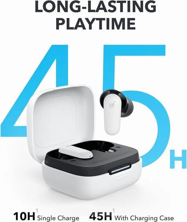 Alt view image 5 of 6 - Soundcore P30i by Anker Noise Cancelling Earbuds, Strong and Smart Noise Cancelling, Powerful Bass, 45H Playtime, 2-in-1 Case and Phone Stand, IP54, Wireless Earbuds, Bluetooth 5.4  White