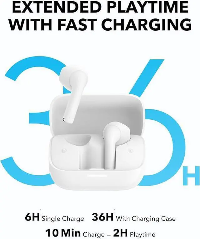 Alt view image 4 of 6 - Soundcore K20i by Anker, Semi-in-Ear Earbuds, Bluetooth Wireless, 36H Playtime, Fast Charge, Clear Sound, Comfortable Fit, ENC 2-Mic Clear Calls, Custom EQ, IPX5, Bluetooth 5.3, App Control White
