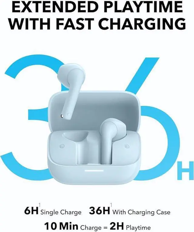 Alt view image 4 of 6 - Soundcore K20i by Anker, Semi-in-Ear Earbuds, Bluetooth Wireless, 36H Playtime, Fast Charge, Clear Sound, Comfortable Fit, ENC 2-Mic Clear Calls, Custom EQ, IPX5, Bluetooth 5.3, App Control Blue