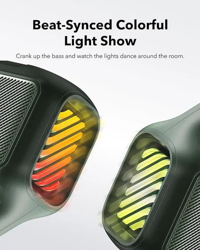 Alt view image 3 of 5 - Soundcore Boom 2 Outdoor Speaker, 80W, Subwoofer, BassUp 2.0, 24H Playtime, IPX7 Waterproof, Floatable, RGB Lights, USB-C, Custom EQ, Bluetooth 5.3, Portable for Outdoors, Camping, Beach Green