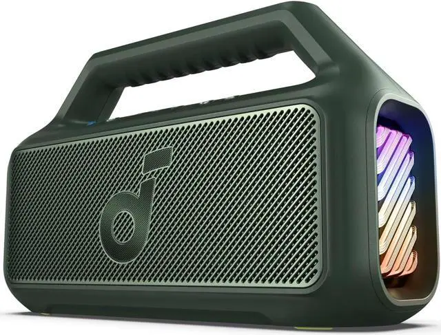Main image of Soundcore Boom 2 Outdoor Speaker, 80W, Subwoofer, BassUp 2.0, 24H Playtime, IPX7 Waterproof, Floatable, RGB Lights, USB-C, Custom EQ, Bluetooth 5.3, Portable for Outdoors, Camping, Beach Green
