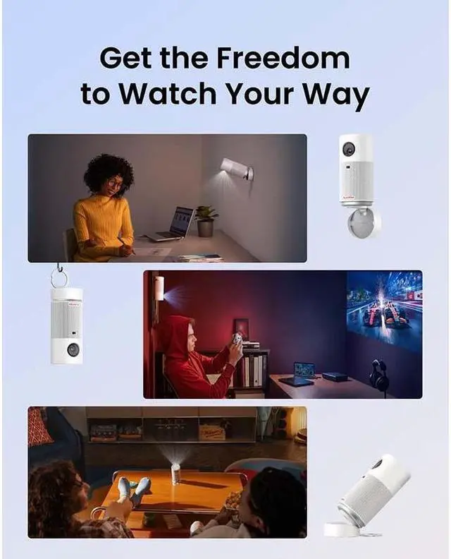 Alt view image 3 of 6 - Anker NEBULA Capsule Air Google TV Projector, Officially Licensed Netflix, 720p Smart Mini Projector with Wi-Fi and Bluetooth, 2 Hours of Playtime, Dolby Digital, Ultra Portable for Any Space