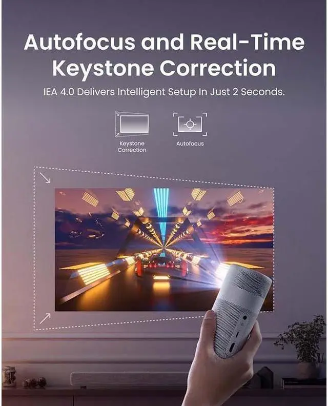 Alt view image 6 of 6 - Anker NEBULA Capsule Air Google TV Projector, Officially Licensed Netflix, 720p Smart Mini Projector with Wi-Fi and Bluetooth, 2 Hours of Playtime, Dolby Digital, Ultra Portable for Any Space