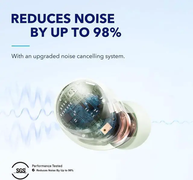 Alt view image 3 of 7 - Soundcore by Anker Space A40 Auto-Adjustable Active Noise Cancelling Wireless Earbuds, Reduce Noise by Up to 98%, 50H Playtime, Hi-Res Sound, Comfortable Fit, App Customization, Wireless Charge