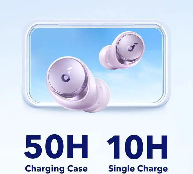 Alt view image 4 of 6 - Soundcore by Anker Space A40 Auto-Adjustable Active Noise Cancelling Wireless Earbuds, Reduce Noise by Up to 98%, 50H Playtime, Hi-Res Sound, Comfortable Fit, App Customization, Wireless Charge