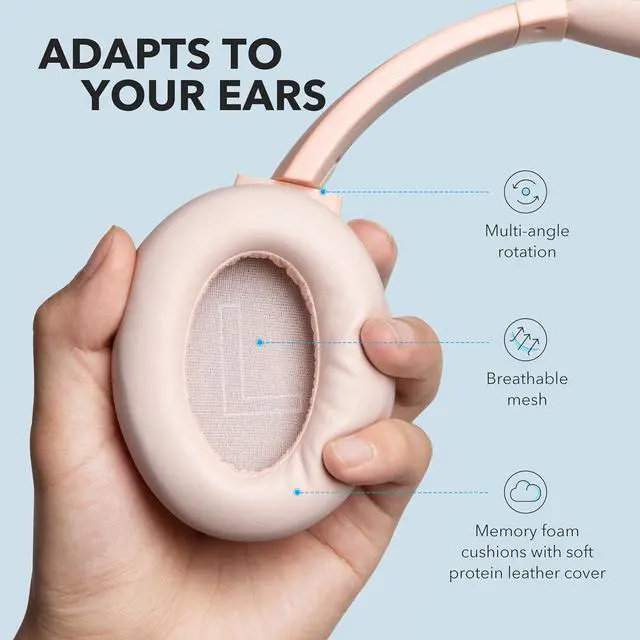 Alt view image 4 of 5 - Soundcore Anker Life Q20 Hybrid Active Noise Cancelling Headphones, Wireless Over Ear Bluetooth Headphones, 60H Playtime, Hi-Res Audio, Deep Bass, Memory Foam Ear Cups, for Travel, Home Office