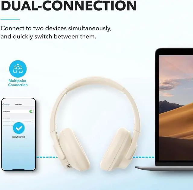 Alt view image 7 of 7 - soundcore by Anker Q20i Hybrid Active Noise Cancelling Wireless Over-Ear Bluetooth Headphones White