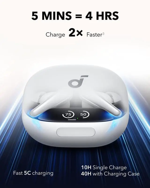 Alt view image 3 of 6 - Soundcore Liberty 4 Pro by Anker, Noise Cancelling Wireless Earbuds, 7-Sensor and Real-Time Adaptive Noise Cancelling, 2× Faster Charging, Studio-Level Hi-Fi Music, Clear Calls with 6 Mics and AI