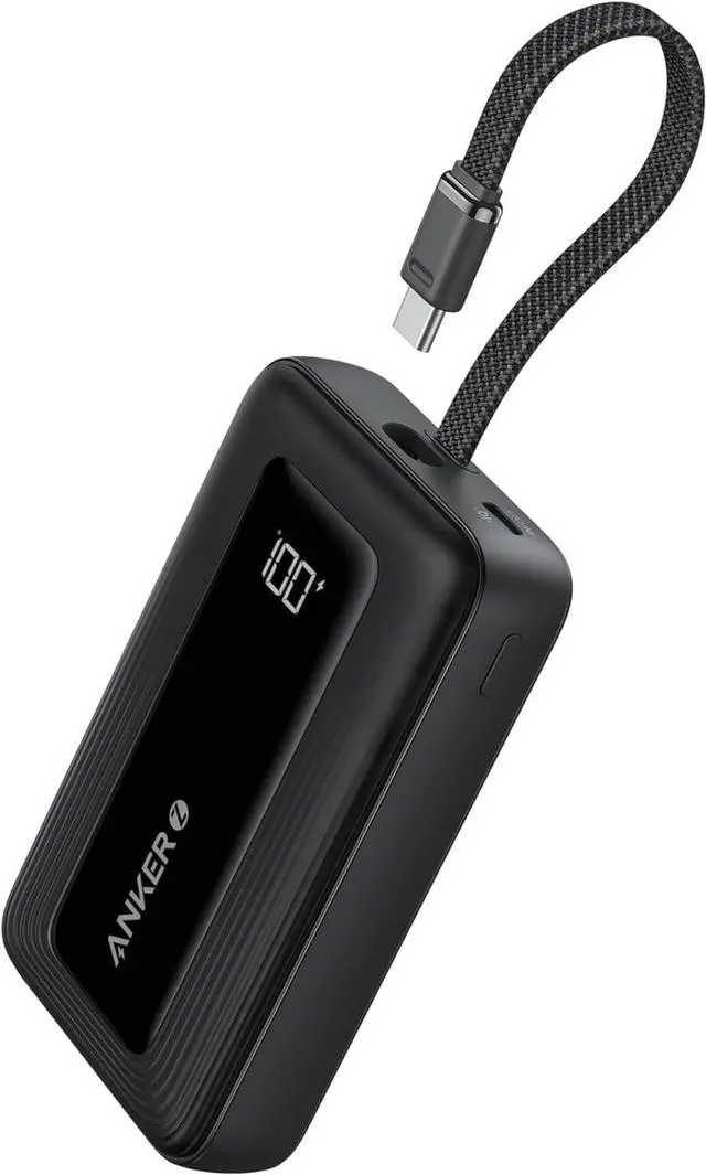 Main image of Anker Zolo Portable Charger, 10,000mAh 30W Power Bank with Built-in Lanyard USB-C Cable for Travel, Fast Charging Battery Pack for iPhone 16/15 Series, MacBook, Galaxy, iPad, and More