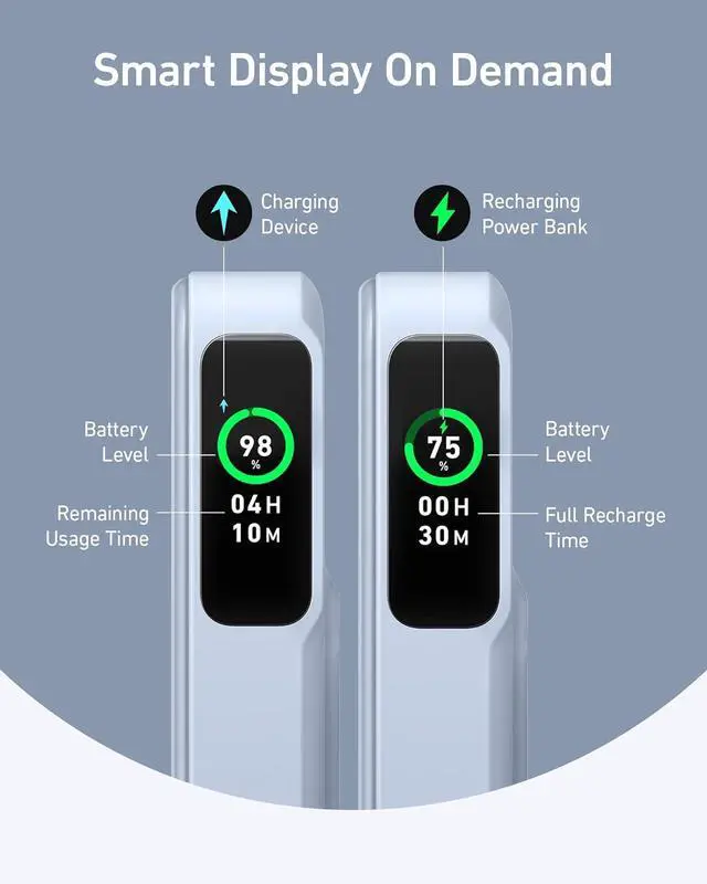 Alt view image 3 of 6 - Anker MagGo Power Bank, Qi2 Certified 15W Ultra-Fast MagSafe-Compatible Portable Charger, 10K Battery Pack with Smart Display and Foldable Stand, for iPhone 15/14/13/12 Only (USB-C Cable Included)