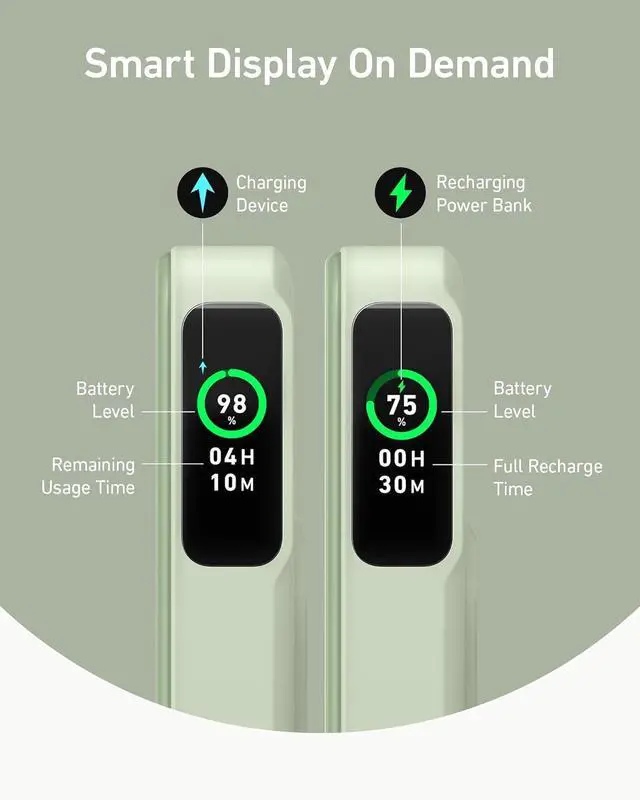 Alt view image 3 of 6 - Anker MagGo Power Bank, Qi2 Certified 15W Ultra-Fast MagSafe-Compatible Portable Charger, 10K Battery Pack with Smart Display and Foldable Stand, for iPhone 15/14/13/12 Only (USB-C Cable Included)