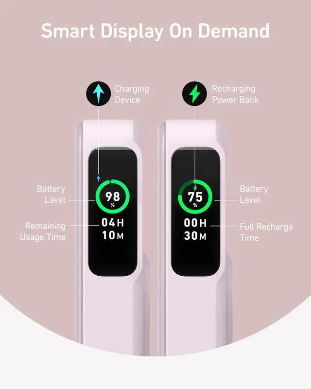 Alt view image 3 of 6 - Anker MagGo Power Bank, Qi2 Certified 15W Ultra-Fast MagSafe-Compatible Portable Charger, 10K Battery Pack with Smart Display and Foldable Stand, for iPhone 15/14/13/12 Only (USB-C Cable Included)