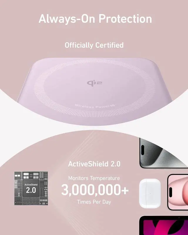 Alt view image 6 of 6 - Anker MagGo Power Bank, Qi2 Certified 15W Ultra-Fast MagSafe-Compatible Portable Charger, 10K Battery Pack with Smart Display and Foldable Stand, for iPhone 15/14/13/12 Only (USB-C Cable Included)