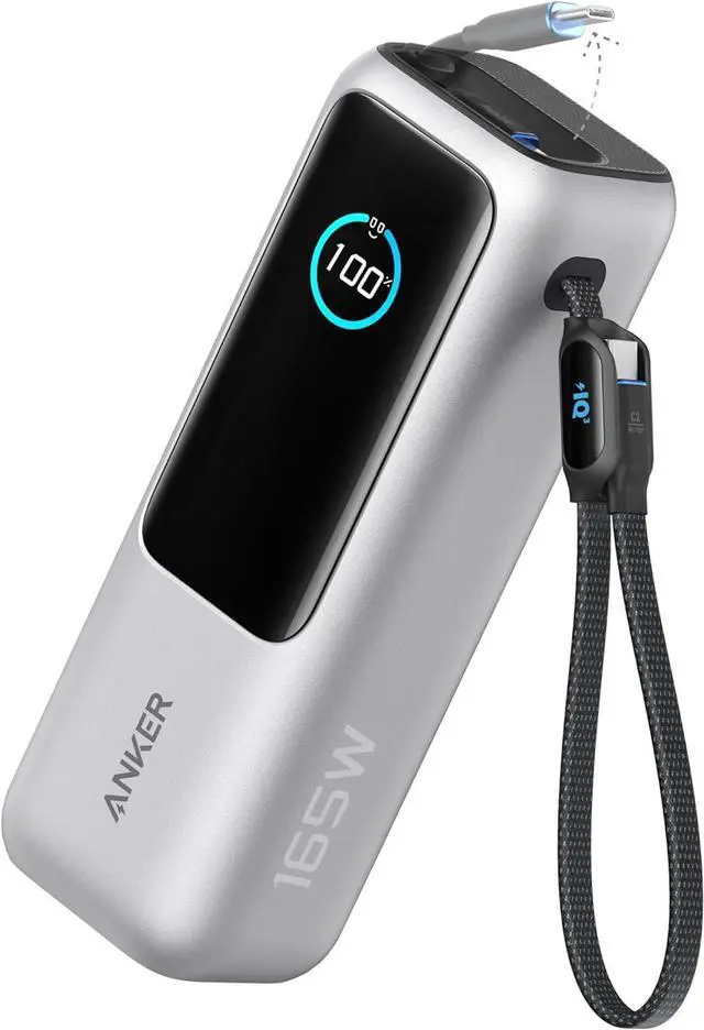 Main image of Anker Laptop Power Bank, 25,000mAh Portable Charger with Triple 100W USB-C Ports for Multi-Device Charging, Built-in and Retractable Cables, for iPhone 16/15 Series, MacBook, Samsung, and More Silver