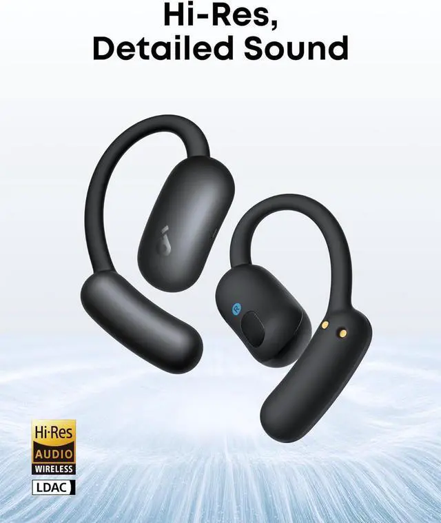 Alt view image 5 of 6 - Soundcore AeroFit 2 by Anker, Open-Ear Headphones, Adjustable Ear Hooks, Snug Fit, Rich Bass, Hi-Res Wireless Audio, 42H Play, Bluetooth 5.4, Wireless Charging, IP55, AI Clear Calls, Open-Ear Earbuds