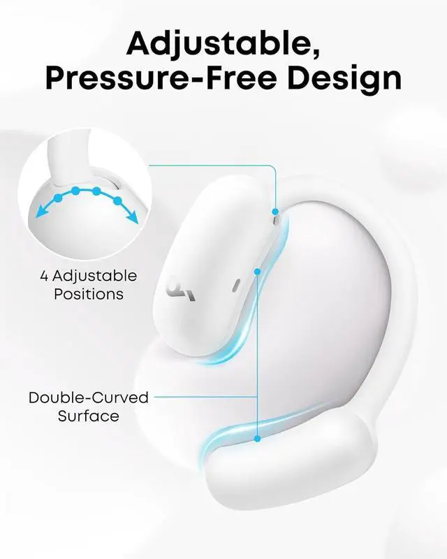 Alt view image 3 of 6 - Soundcore AeroFit 2 by Anker, Open-Ear Headphones, Adjustable Ear Hooks, Snug Fit, Rich Bass, Hi-Res Wireless Audio, 42H Play, Bluetooth 5.4, Wireless Charging, IP55, AI Clear Calls, Open-Ear Earbuds