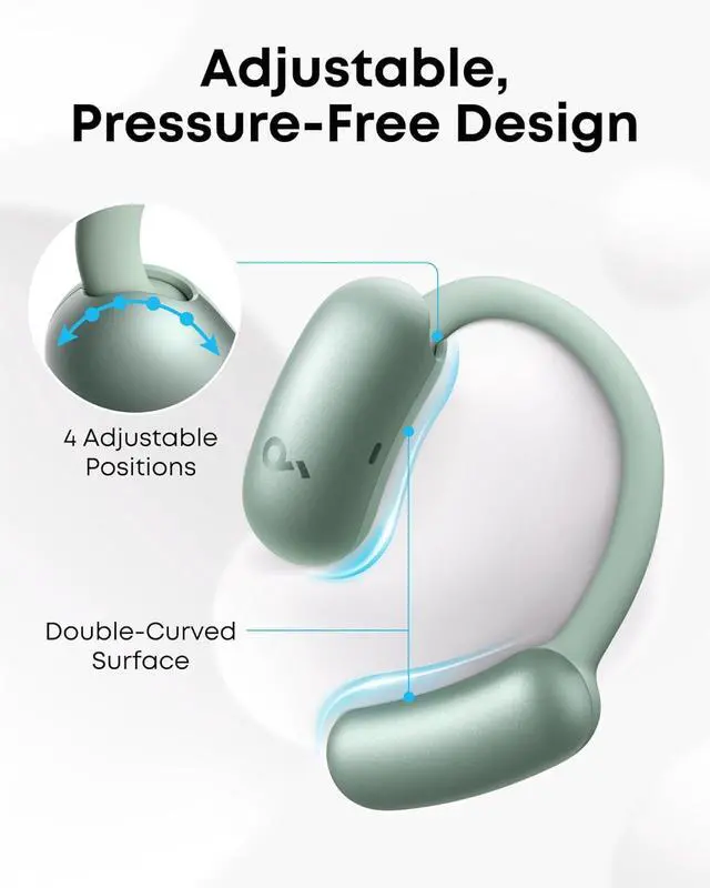 Alt view image 3 of 6 - Soundcore AeroFit 2 by Anker, Open-Ear Headphones, Adjustable Ear Hooks, Snug Fit, Rich Bass, Hi-Res Wireless Audio, 42H Play, Bluetooth 5.4, Wireless Charging, IP55, AI Clear Calls, Open-Ear Earbuds