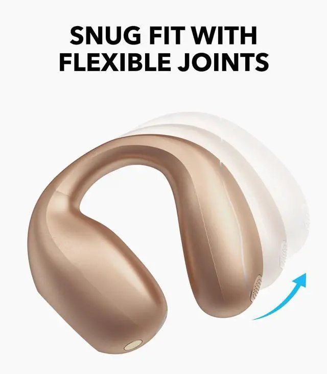 Alt view image 3 of 7 - Anker Soundcore C40i , Open-Ear Earbuds, Clip-On Headphones, Flexible Joint Design, Button Controls, Lightweight Comfort, Stable Fit with Attachable Ear Grips, Expansive Drivers for Clear Sound Gold