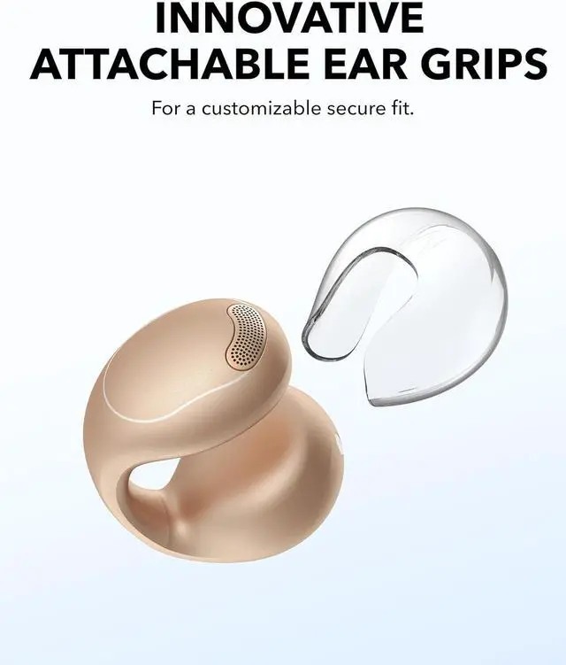 Alt view image 5 of 7 - Anker Soundcore C40i , Open-Ear Earbuds, Clip-On Headphones, Flexible Joint Design, Button Controls, Lightweight Comfort, Stable Fit with Attachable Ear Grips, Expansive Drivers for Clear Sound Gold