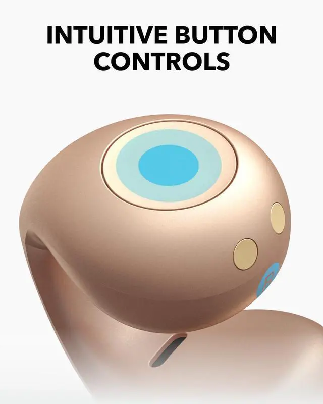 Alt view image 6 of 7 - Anker Soundcore C40i , Open-Ear Earbuds, Clip-On Headphones, Flexible Joint Design, Button Controls, Lightweight Comfort, Stable Fit with Attachable Ear Grips, Expansive Drivers for Clear Sound Gold