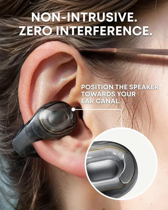 Alt view image 6 of 7 - Anker Soundcore C40i, Open-Ear Earbuds, Clip-On Headphones, Flexible Joint Design, Button Controls, Lightweight Comfort, Stable Fit with Attachable Ear Grips, Expansive Drivers for Clear Sound